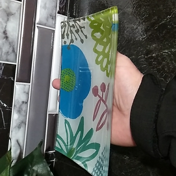 Abstract Floral Glass Art Tray - Picture 4 of 6